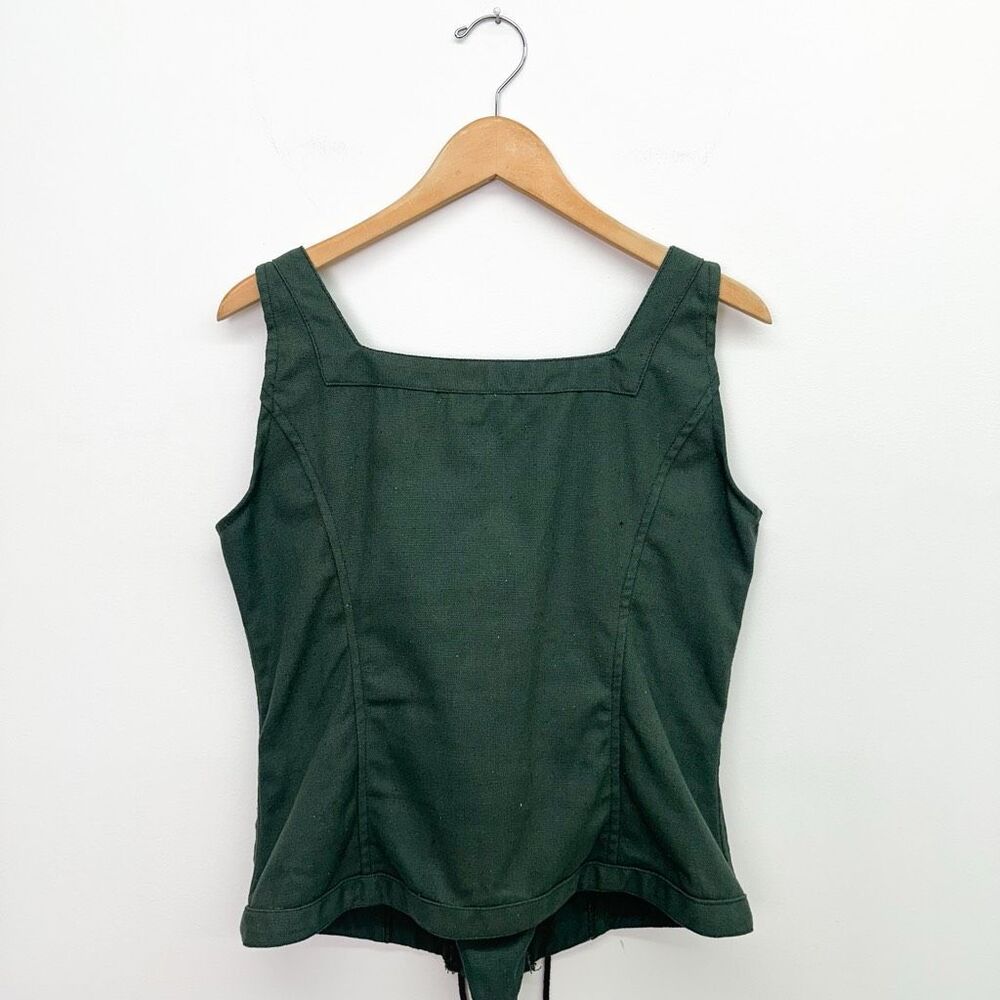 Mytholon Medieval Renaissance Dark Green Cotton Twill Lace Up Bodice - Picture 2 of 8